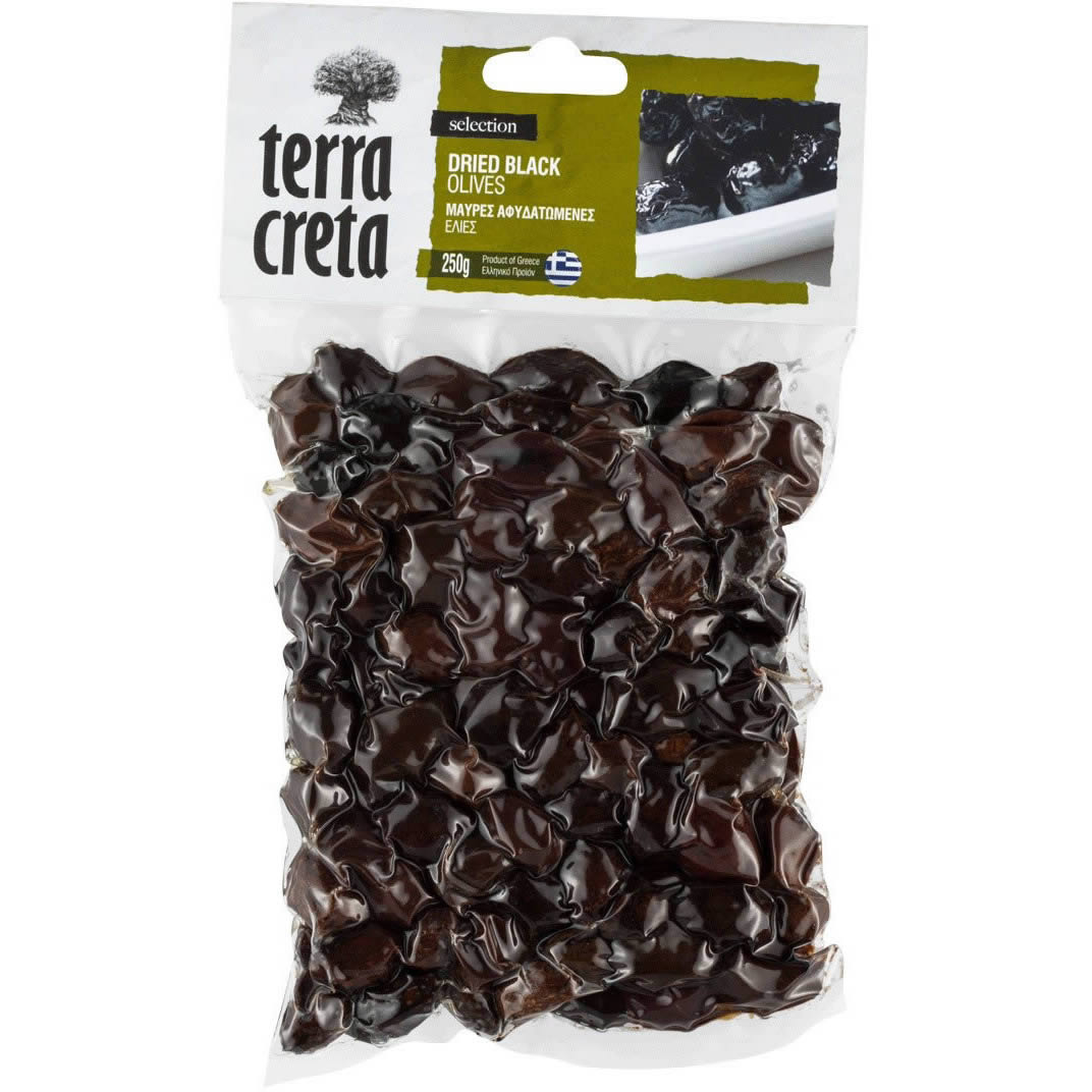 Terra Creta - Getrocknete schwarze Oliven 245 g Terra Creta - Getrocknete schwarze Oliven 245 g