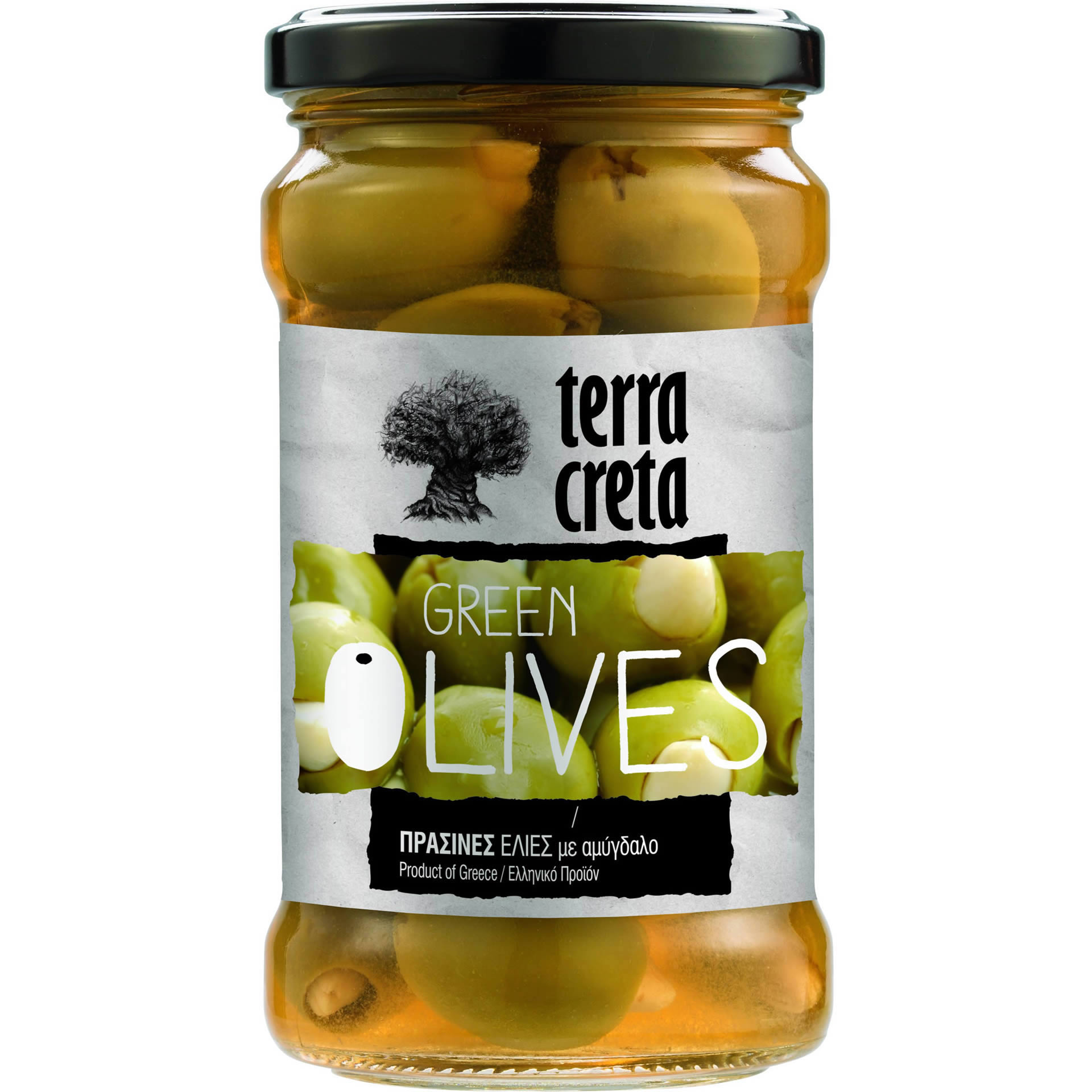 Terra Creta - Grüne Oliven mit Mandeln 160 g Terra Creta - Grüne Oliven mit Mandeln 160 g