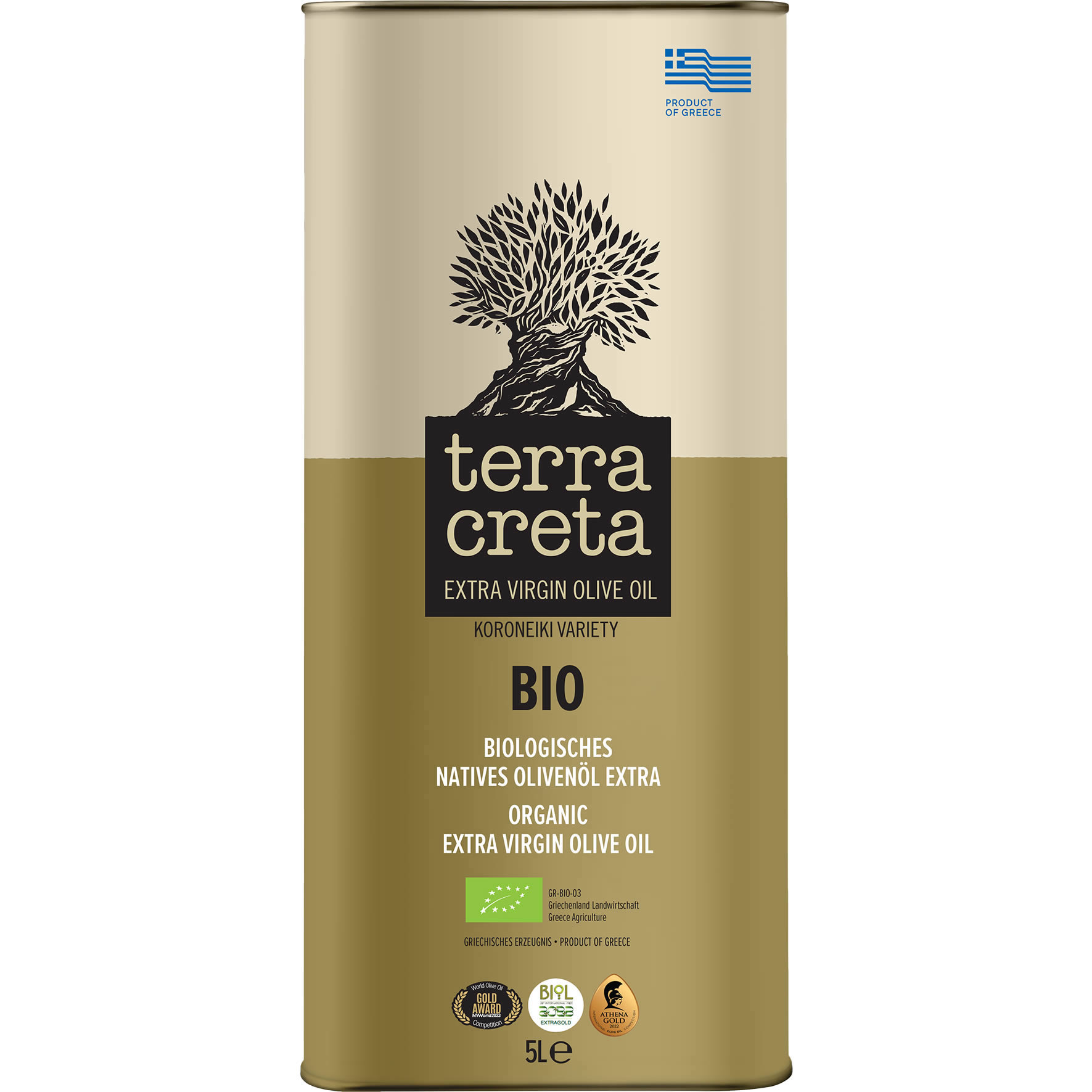 Terra Creta - Extra natives Olivenöl BIO 5 l (T.C. BIO 5 L Kanister)  Terra Creta - Extra natives Olivenöl BIO 5 l (T.C. BIO 5 L Kanister)
