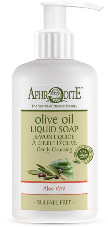 Flüssigseife mit Olivenöl und Aloe Vera im Spender 300 ml Flüssigseife mit Olivenöl und Aloe Vera im Spender 300 ml