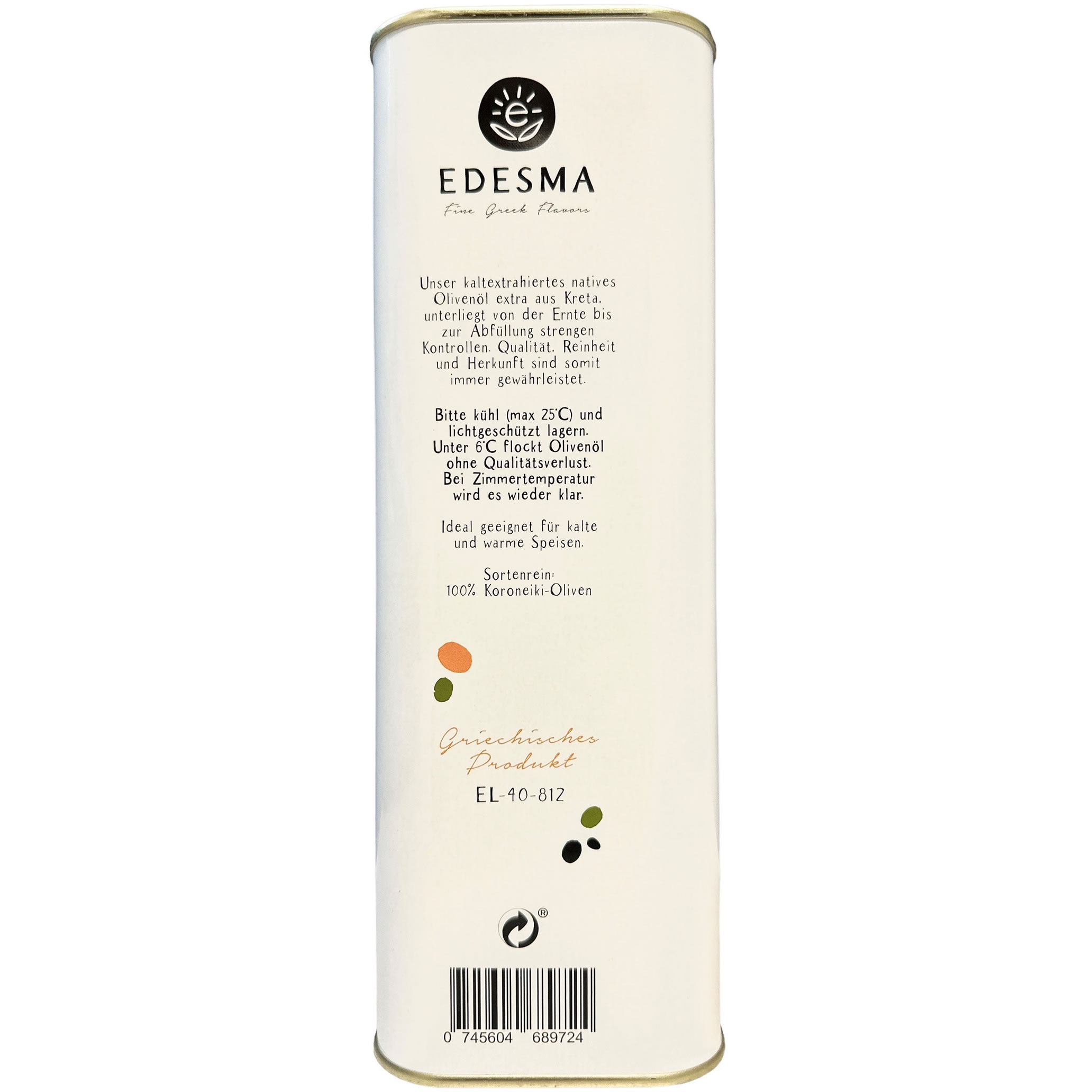 EDESMA - Extra natives Olivenöl (Chania Kritis g.g.A) BIO 3 l