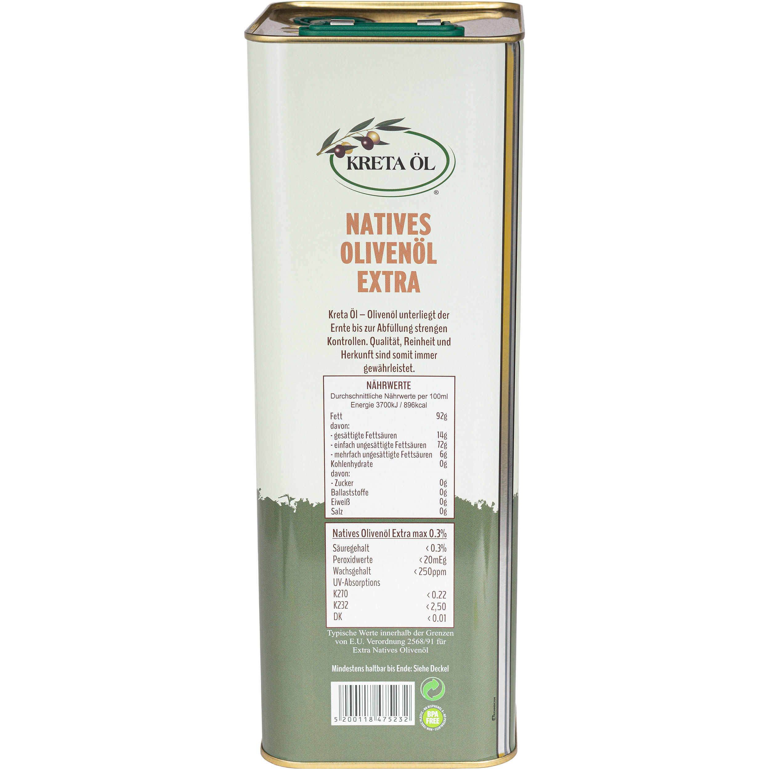 Kreta Öl ® - Extra natives Olivenöl g.U. mit max. 0.3 % Säuregehalt 5 l
