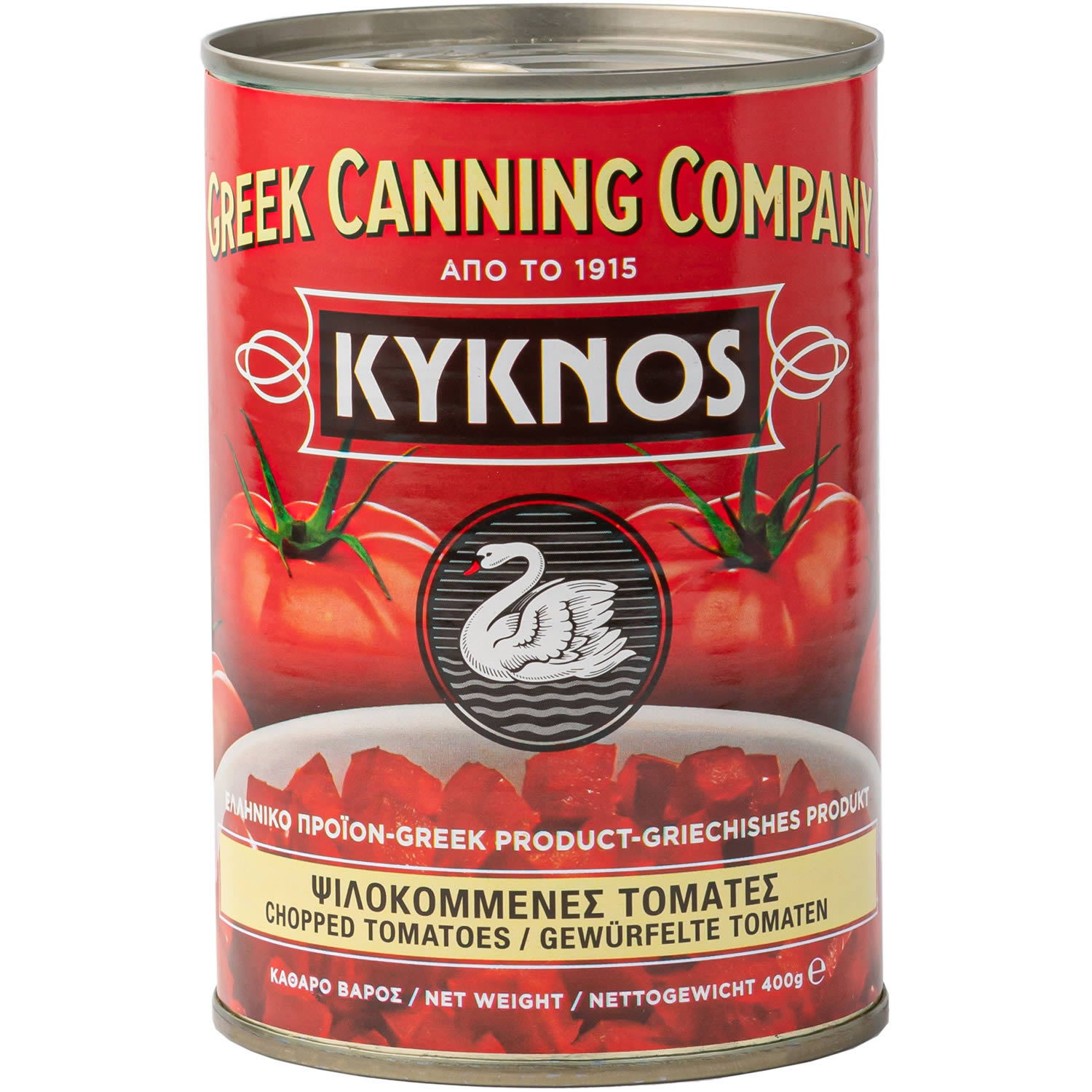 Kyknos - Gehackte / Gewürfelte Tomaten in Tomatensaft eingelegt 400 g (MHD: 31.12.2023)