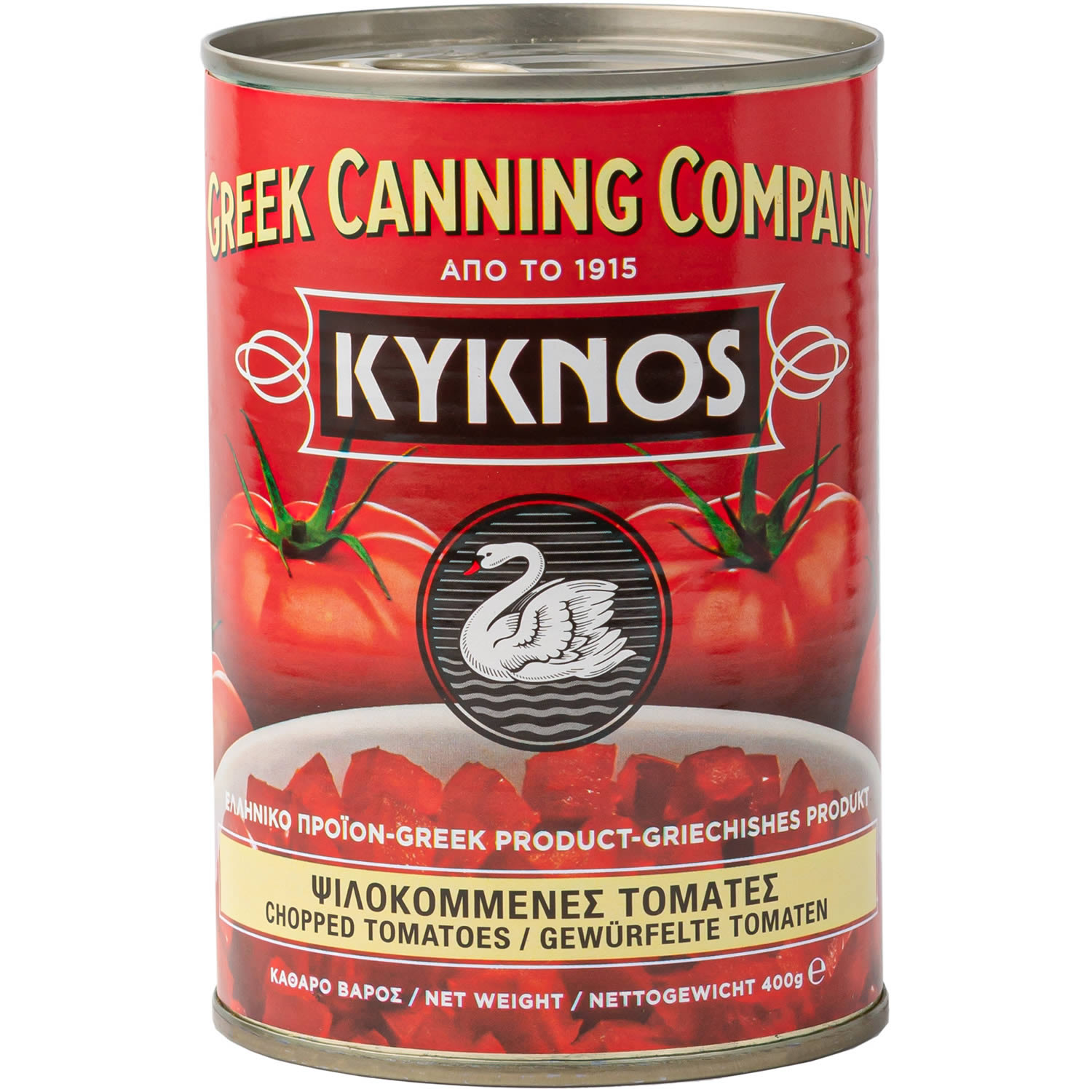 Kyknos - Gehackte / Gewürfelte Tomaten in Tomatensaft eingelegt 400 g Kyknos - Gehackte / Gewürfelte Tomaten in Tomatensaft eingelegt 400 g