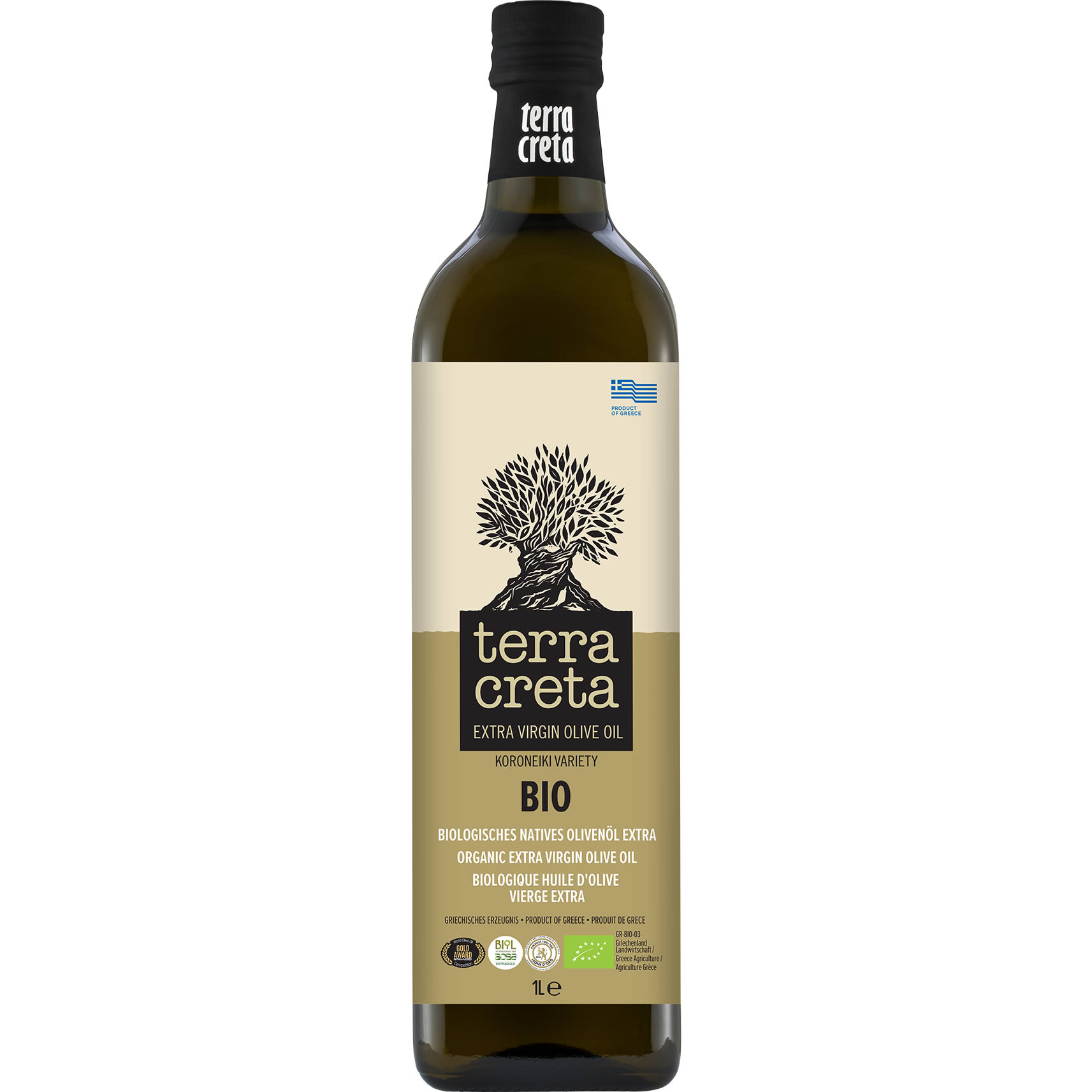 Terra Creta - Extra natives Olivenöl BIO 1 Liter (Flasche) Terra Creta - Extra natives Olivenöl BIO 1 Liter (Flasche)