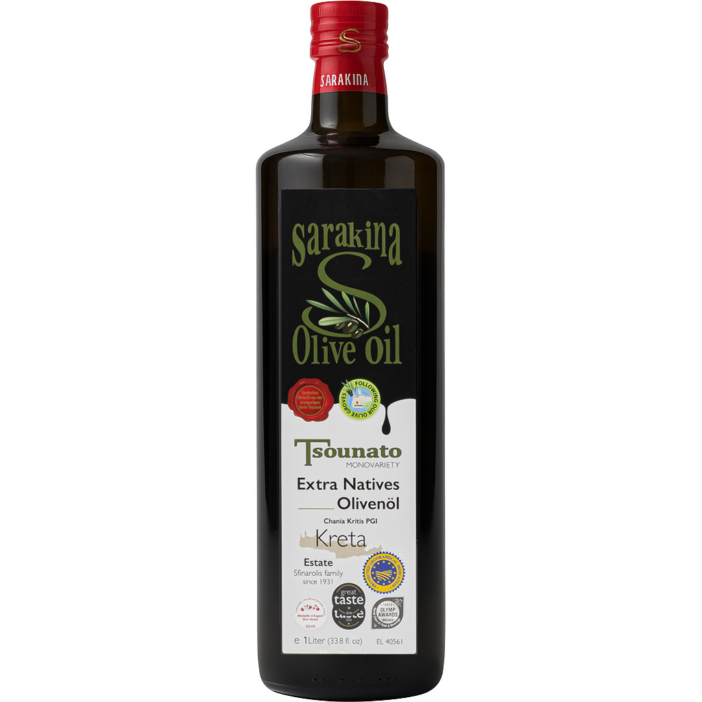 Sarakina - Extra natives Olivenöl aus Tsounati-Oliven (g.g.A) 1 l