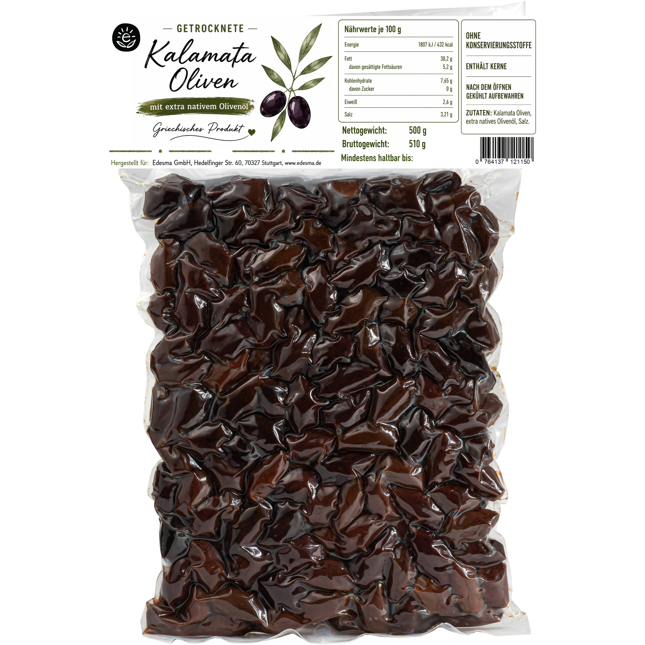 Getrocknete Kalamata Oliven (EDESMA) 500 g